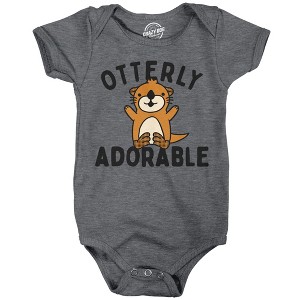 Otterly Adorable Baby Bodysuit Funny Sarcastic Cute Otter Graphic Jumper For Infants - Crazy Dog Baby Bodysuit - 1 of 4