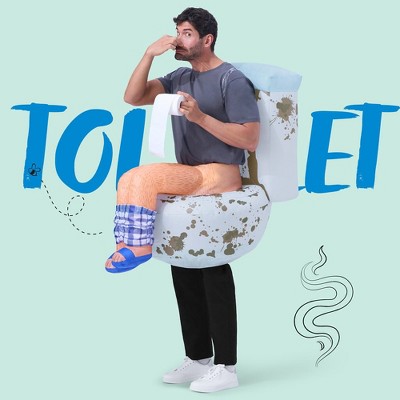 Joyfy Adults Halloween Inflatable Costumes, Sitting on a Toilet Inflatable Costume, Funny Blow Up Costumes for Halloween Costume Cosplay