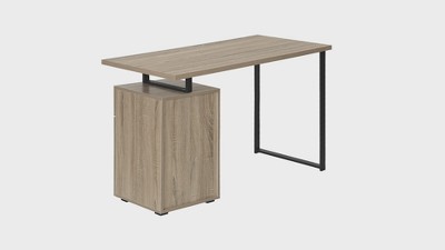 Modern Black and Brown Wood Home Office Desk with Drawer