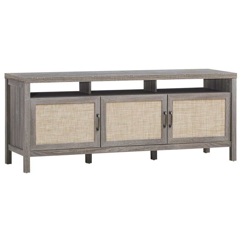 Costway TV Stand Entertainment Media Center for TV's up to 65'' w/ Rattan Doors, 5 of 11