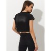 INSPIRE CHIC Women's Cap Sleeve Slim Fit Summer Open Front Crop Denim Jacket - 4 of 4