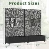 Wooakway 72"H Two-tone Patio Planter Box with Trellis Metal Raised Garden Bed Black Decorative Privacy Screen with Wheels - 4 of 4