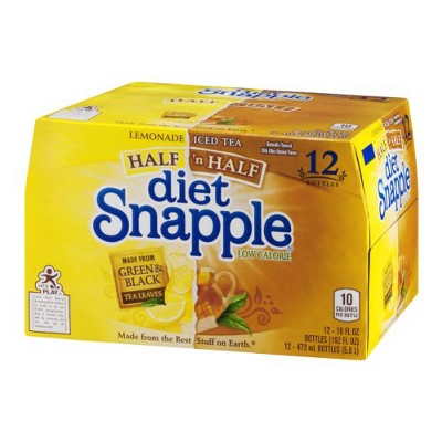 Snapple Diet Half N Half Tea, 16 Fl Oz (Pack of 12)