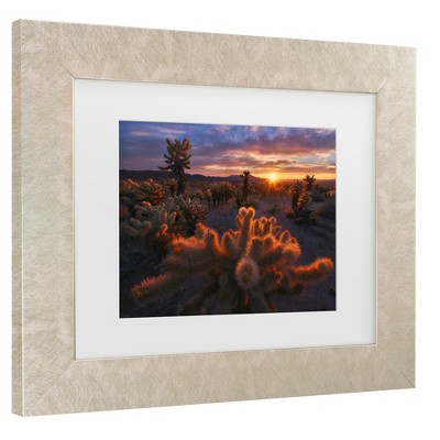 Champagne Framed Desert Sunset Canvas Print for Nursery