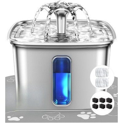 Automatic Pet Water Fountain for Cats & Dogs, Stainless Steel Water Dispenser with Filter