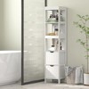 HOMCOM Narrow Bathroom Storage Cabinet, Bathroom Cabinet with 2 Drawers & 3 Open Shelves, Freestanding Slim Bathroom Floor Cabinet, White - image 2 of 4