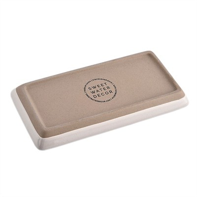 Cream Speckled Stoneware Rectangular Tray - 8x4"