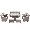 Gymojoy 8 Pieces Outdoor 6 Inch Sofa Swivel Chair Ottoman with Fire Pit Table - 2 of 4