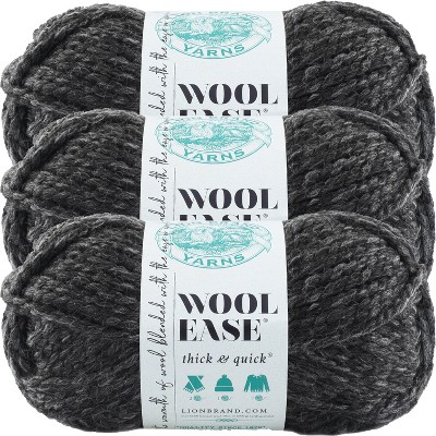 3 Pack) Lion Brand Wool-ease Thick & Quick Yarn - Charcoal : Target