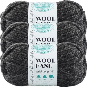 (3 Pack) Lion Brand Wool-Ease Thick & Quick Yarn - Charcoal - 1 of 3