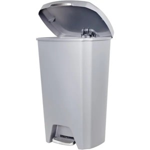 12.1 Gallon Trash Can, Plastic Soft Close Step On Kitchen Trash Can, Gray - 1 of 4