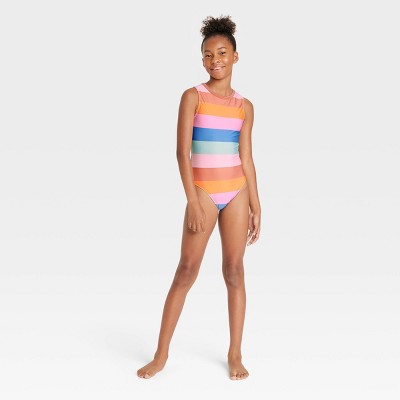 Girls' Surf Striped One Piece Rash Guard - art class™, image 1 of 4 slides