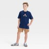 Boys' Super Mario Kart Embroidered Front and Back Graphic Oversized Short Sleeve T-Shirt - Navy Blue - 4 of 4
