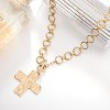 Chunky Statement Gold Hammered Bold Cross Necklace Thick Chain Vintage Chain Pendant Jewelry - 2 of 4