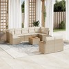 vidaXL 9 Piece Patio Sofa Set with Cushions Beige Poly Rattan - Beige With Table - 2 of 4
