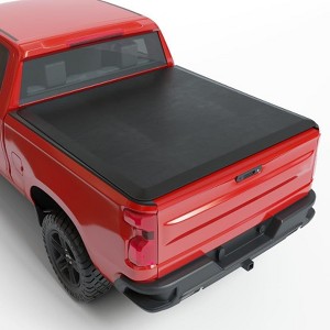 Quad-Fold Soft Tonneau Cover, Fits 2019-2024 Chevy Silverado Sierra 1500 (5.8' Fleetside Bed), Easy Roll-Up Design - 1 of 4