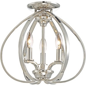 Minka Lavery Modern Industrial Ceiling Light Semi Flush Mount Fixture 14" Polished Nickel Openwork Shade for Bedroom Living Room - 1 of 3