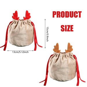 5-Pack Christmas Drawstring Bags, Velvet Gift Pouches for Candy, Party Favors, and Present Wrapping - 1 of 4