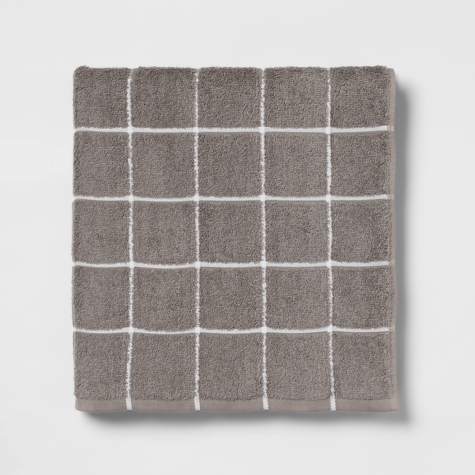 Everyday Oversized Grid Bath Towel Dark Gray - Room Essentials™