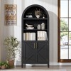 Arched Bookcase with Doors - 5-Tier Open Display Shelf, Modern Bookshelf Storage Cabinet for Home Office Living Room Library - 2 of 4