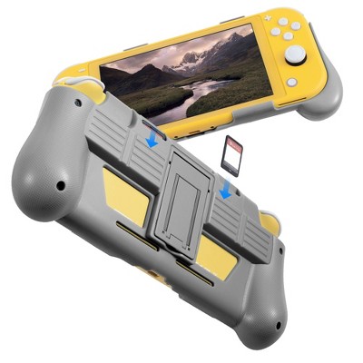 Insten Protective Case with 2 Game Slots Holder & Stand for Nintendo Switch Lite - Shockproof & Anti-Scratch Cover Accessories, Gray