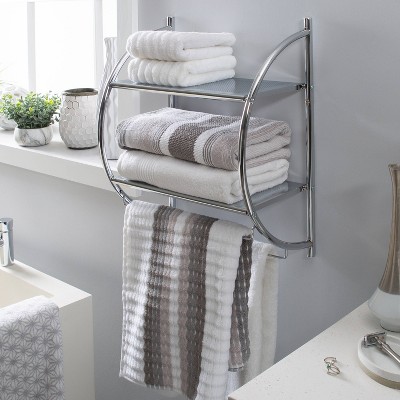 MyGift Silver 2 Shelf Under Sink Bathroom Storage Organizer Rack, Chrome-Plated