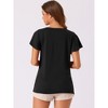 cheibear Women's Soft Knit Short Sleeve V Neck Pleated Pajama Tops - 3 of 4
