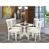 HomeStock 5-Piece Linen White Finish Solid Wood Top Dining table with 4 Chairs with Drop Leaf Slat Back - 2 of 4