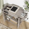 End Table with USB Ports & Outlets, Narrow Side Table with Flip Top, Drawer, and Storage Shelves for Bedroom or Living Room - 2 of 4