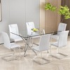 DOMETOUR Modern Faux Leather Dining Chairs Set of 6, Upholstered Metal Legs, for Kitchen, Living, Bedroom, White PU - 3 of 4