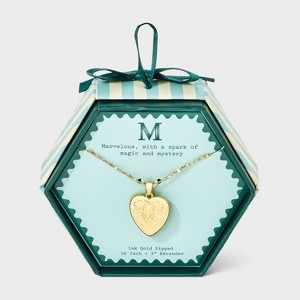 14K Gold Dipped Heart Charm Initial Necklace - A New Day™ Gold - 1 of 4