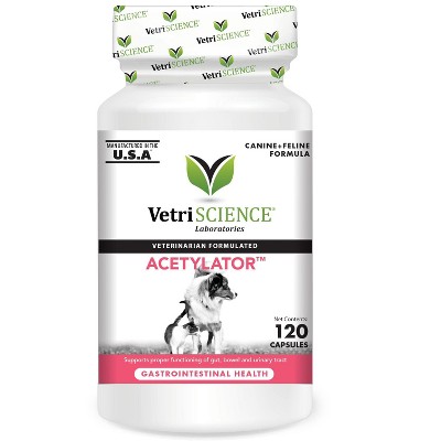 VetriScience Acetylator Digestive Health for Dogs & Cats, 120 Capsules