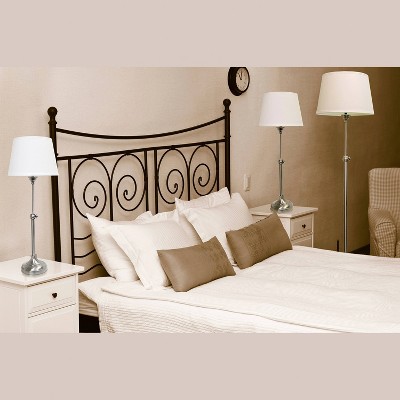 Brushed Nickel Elegance 3-Piece Adjustable Lamp Set with White Shades