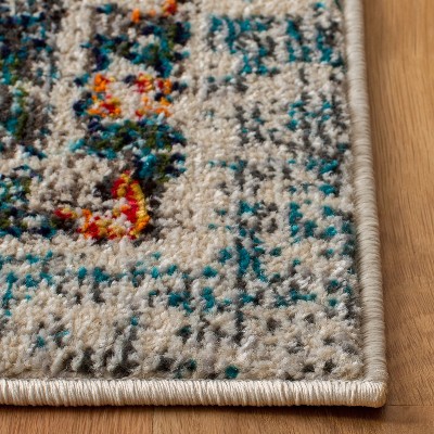 Grey and Gold Hand-Knotted Synthetic Rectangular Rug
