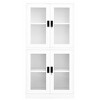 vidaXL Office Cabinet White Steel, Tempered Glass Medium Office Cabinet - 3 of 4