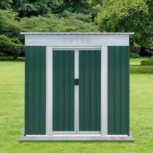 MOEPISY Outdoor Storage Sheds 6FTx4FT Pent Roof Green - 1 of 4
