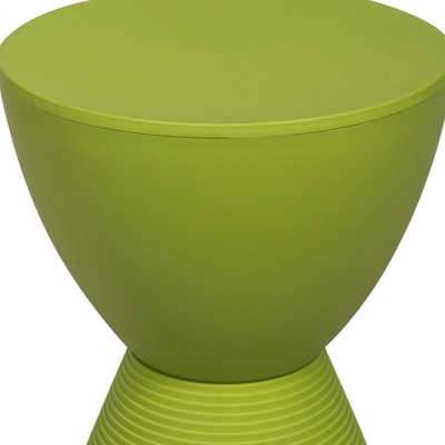 Modern Round Boyd Green Plastic Side Table with Ribbed Leg