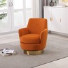Swivel Barrel Chair, Round Accent Armchair With Gold Stainless Steel Base, Modern 360° Reading Chair for Living Room or Bedroom - 2 of 4