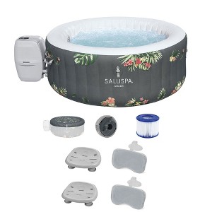 Bestway SaluSpa Aruba AirJet Inflatable Hot Tub with 110 Soothing Jets, Gray + Bestway Spa Seat (2 Pack)  + Bestway Headrest Pillows (2 Pack) - 1 of 4