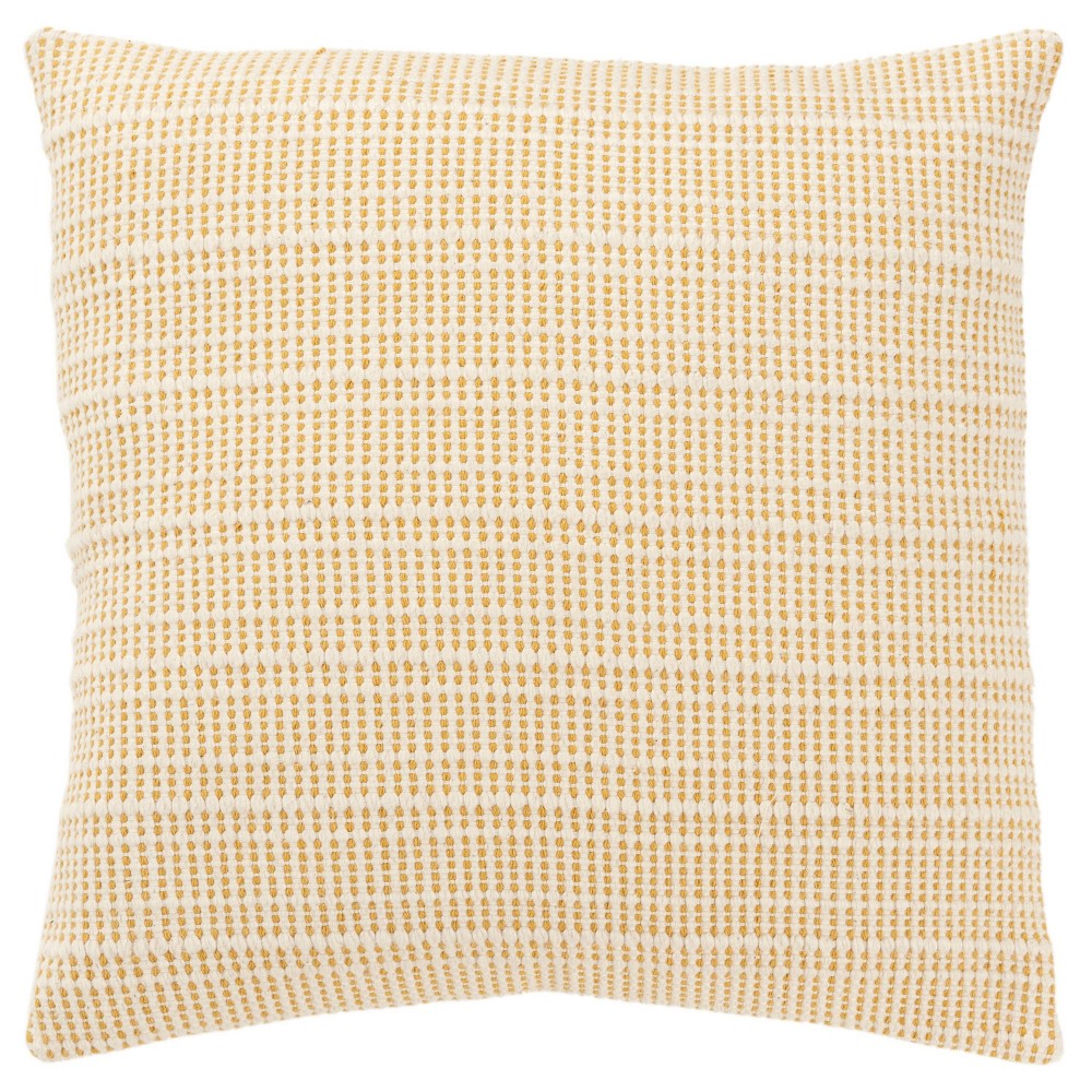 Photos - Pillow 20"x20" Oversize Horizontal Striped Square Throw  Cover Yellow - Riz