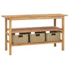 vidaXL Bathroom Vanity Cabinet with Black Marble Sinks Solid Wood Teak - 3 of 4