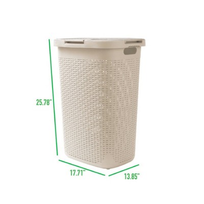 Apex Vanguards Off-White Laundry Basket With Cutout Handles