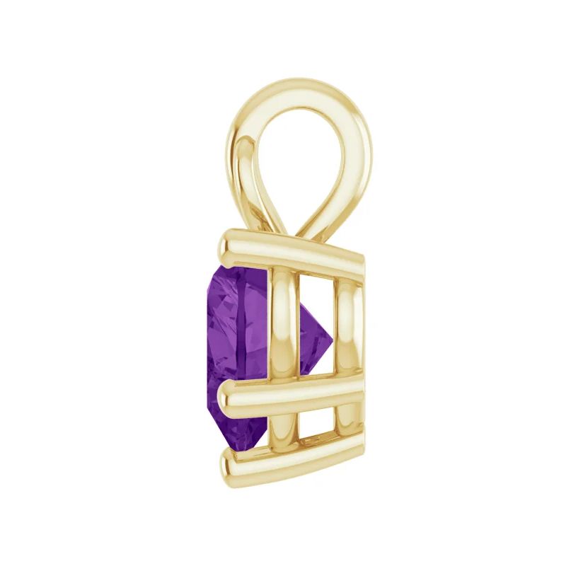 Pompeii3 7mm Amethyst Women's Heart Pendant in 14k Gold Necklace 5mm Tall, 3 of 5