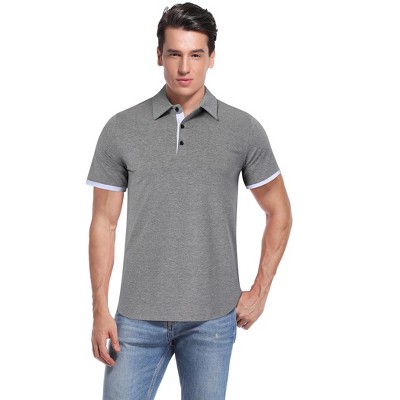 Mens Collared Shirts Short Sleeve Dry Fit Golf Polo Shirt Performance Fashion Plain Henley T-shirts