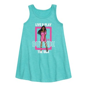 - Barbie - Live & Play Outside the Box Graphic Sleeveless Aline Dress - 1 of 2