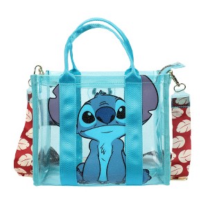 Lilo & Stitch Clear Blue Glitter Print Tote With Detachable Strap - 1 of 4