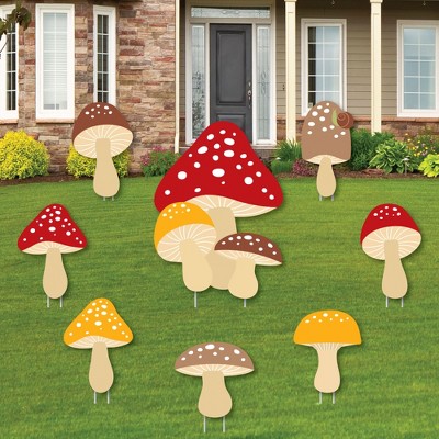 Big Dot of Happiness Wild Mushrooms - Yard Sign and Outdoor Lawn Decorations - Red Toadstool Decor and Party Yard Signs - Set of 8