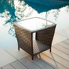 Weston Wicker Patio Side Table with Glass Top: Weather-Resistant, No Assembly - Christopher Knight Home - 4 of 4