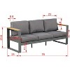 Aoodor Patio Furniture 3 Seater Aluminum Sofa Couch Deep Seat All-Weather Resistant Outdoor Conversation Set with Thick Cushions - 3 of 4