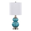 LumiSource (Set of 2) Belle 20" Contemporary Glass Accent Lamps Sapphire Blue Glass Brushed Nickel and White Linen Shade from Grandview Gallery - 2 of 4